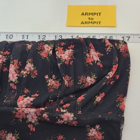 Sky & Sparrow Floral Mesh Mini Dress Juniors XL Black Sleeveless Whimsigoth Y04X - Picture 6 of 7